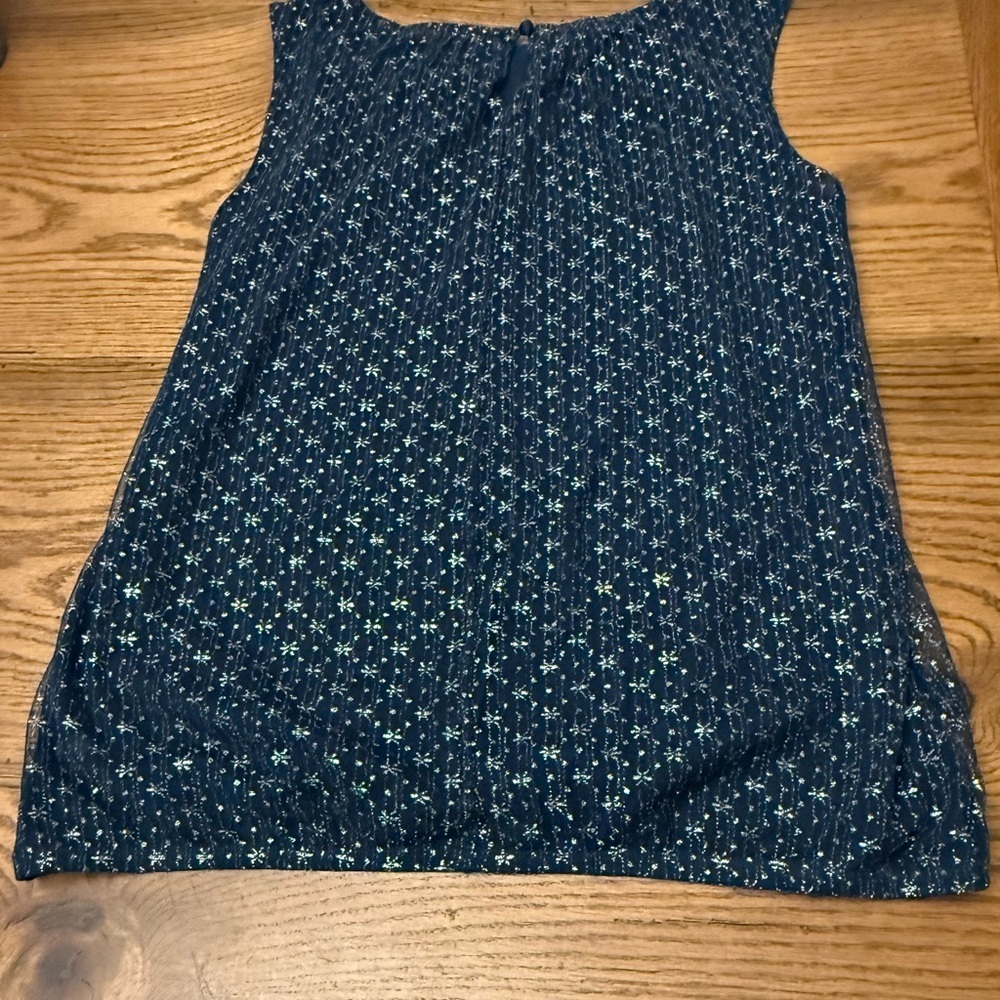 New York & Company Black
Layered Sleeveless Blouse with Gold Rhinestones XL